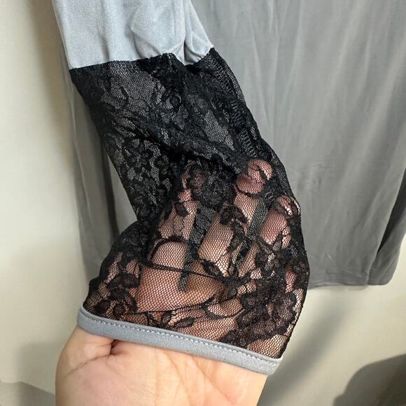 NEW! Gray and Black Lace Women's Nightgown Sleep Pajama Dress Sz XL Extra Large - Picture 4 of 6